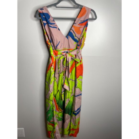 Anthropologie Midi Beaded Dress Green Floral Roopa Pemmaraju Size XS NEW - Picture 8 of 10
